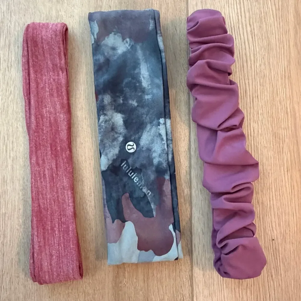 Lululemon LOT of 3 Headbands Purple, Blue, Camo